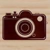 Geometric Camera Icon A digital camera icon made up of simple geometric shapes for vector design.