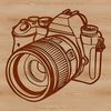 Simple Line Art Camera Illustration A simple line art illustration of a camera, suitable for digital cutouts or vector graphics.