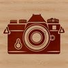 A detailed illustration of a camera with various parts labeled, suitable for clip art and vector design.