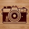 A digital camera illustration with technical details, suitable for vector art and commercial design projects.