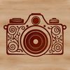 A stylized illustration of a digital camera, suitable for vector art and cutting machine designs.