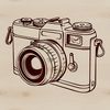 Camera Icon in Modern Style A digital camera icon with a sleek design, suitable for use in graphics and layouts.