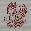 A detailed illustration of a mythical phoenix with ornate feathers and flames.