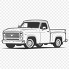 A detailed illustration of a pickup truck, suitable for vector art and cutting machine designs.