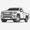 Simplified Pickup Design Vector A simplified illustration of a classic pickup truck, suitable for vector design or laser cutting.