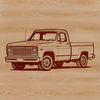 A 2D illustration of a pickup truck, suitable for digital cutting machines like Cricut.