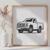 Bold Lines Pickup Truck SVG Art A detailed illustration of a classic pickup truck with bold lines and clean shapes.