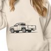 A detailed illustration of a pickup truck with a rugged design.
