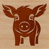 A digital illustration of a standing farm animal, featuring a pig in a simple design.