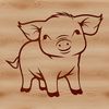 Cute Animal SVG Art A standing pig with a neutral expression.