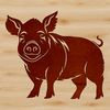 Free SVG Pig Illustration A standing pig with a simple background, suitable for use in graphic design projects.