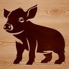A stylized illustration of a standing farm animal, a pig, in vector format.