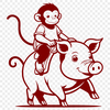 Mammal Mashup Illustration Monkey and pig hybrid animal illustration in vector format.