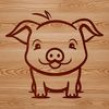 Simple Pig Line Drawing Clip Art A simple line drawing of a standing pig with cute facial features, suitable for farm-themed designs.