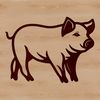 A single pig standing on a grassy area in a farm setting.