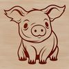 SVG Pig Silhouette A sitting pig with a calm expression.