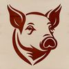 An illustration of a pig's head with intricate details.