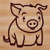 Farm Fresh Friends A digital illustration of a standing pig on a farm background.