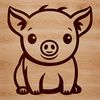 Friendly Farm Pig Illustration A sitting farm animal, a young pig with distinctive features.