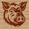 Close-up Hog Silhouette A close-up of a farm animal's head with characteristic bristles.