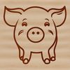 Cartoon Farm Animal Illustration A cartoon pig standing on its hind legs, suitable for farm-themed designs.