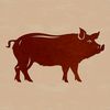 A standing pig illustration with simple lines and bold features.