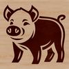 A close-up of a standing farm animal, an adult pig with a sturdy build and rounded features.