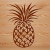 Yellow Fruit Vector Graphics A single yellow pineapple with green leaves on a white background, suitable for vector design and cutting machine stencils.