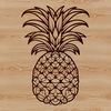 A vector graphic representation of a ripe pineapple with leaves.