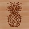 A stylized illustration of a pineapple in various stages of ripeness.