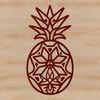 A stylized vector illustration of a pineapple in various colors.