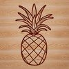 Simple line drawing illustration of a pineapple fruit.