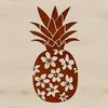 SVG Pineapple Graphic Template Illustrative image of a pineapple with detailed leaves and stem, suitable for vector design projects.