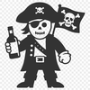 A stylized vector illustration of a pirate character in various poses and expressions.