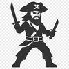 A line drawing of a pirate in bold outline style, suitable for cutting machines like Cricut.