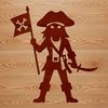 An SVG graphic of a swashbuckling pirate design suitable for commercial or personal projects.