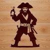 A vector illustration of a pirate character in bold lines and simple shapes, suitable for digital cutting machines.