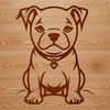 Friendly Pitbull Portrait A sitting pitbull with a friendly expression, suitable for use as vector art or clip art in various design projects.