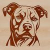 Friendly Pet Portrait SVG Cutout An SVG graphic representation of a pet pitbull's facial features, ideal for digital art and craft projects.
