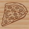 A digital illustration of a classic pizza with toppings, designed as a vector graphic.