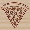 A digital illustration of a pizza with various toppings on a circular crust.