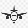 Airplane vector silhouette with clean lines and simple design.