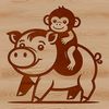 A cartoon illustration of a monkey-pig hybrid, designed as a vector graphic.