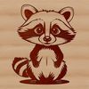 Graphic representation of a raccoon with detailed line art.