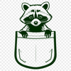 Playful Raccoon Cartoon A cartoon raccoon peeking out from behind a pocket, created as a vector design.