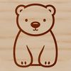 A simple line drawing of a polar bear sitting in a playful pose.