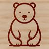 Cute Animal Illustration SVG Simple line drawing of a polar bear sitting on its hind legs.
