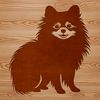 A small breed dog with a fluffy coat, sitting on its haunches, created as vector art.
