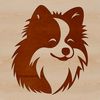 Small Breed Dog Portrait in Vector Format A detailed illustration of a small breed dog's head, specifically a Pomeranian.