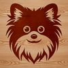 Vector Pomeranian Dog Silhouette Close-up illustration of a Pomeranian dog's head with detailed features.